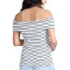 imageMotherhood Maternity Womens OffTheShoulder Rib Knit Pregnancy TopWhiteBlack Stripe