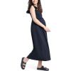imageMotherhood Maternity Womens Sleeveless Ruffle Shoulder Smocked Maxi Pregnancy DressBlack