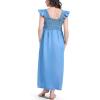 imageMotherhood Maternity Womens Sleeveless Ruffle Shoulder Smocked Maxi Pregnancy DressChambray