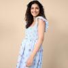 imageMotherhood Maternity Womens Sleeveless Ruffle Shoulder Smocked Maxi Pregnancy DressSkyway Ditsy Floral