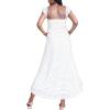 imageMotherhood Maternity Womens Sleeveless Ruffle Shoulder Smocked Maxi Pregnancy DressWhite Clip Dot