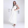 imageMotherhood Maternity Womens Sleeveless Ruffle Shoulder Smocked Maxi Pregnancy DressWhite Clip Dot