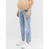 imageMotherhood Maternity Womens Stretch Secret Fit Over The Belly Straight Leg Pregnancy JeansLight Wash