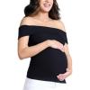 imageMotherhood Maternity Womens OffTheShoulder Rib Knit Pregnancy TopBlack