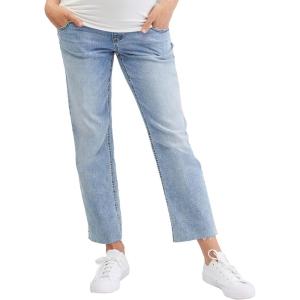 imageMotherhood Maternity Womens Stretch Secret Fit Over The Belly Straight Leg Pregnancy JeansLight Wash