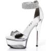 imageEllie Womens 609Haven Peeptoe Stiletto Platform SandalsSilver