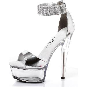 imageEllie Womens 609Haven Peeptoe Stiletto Platform SandalsSilver
