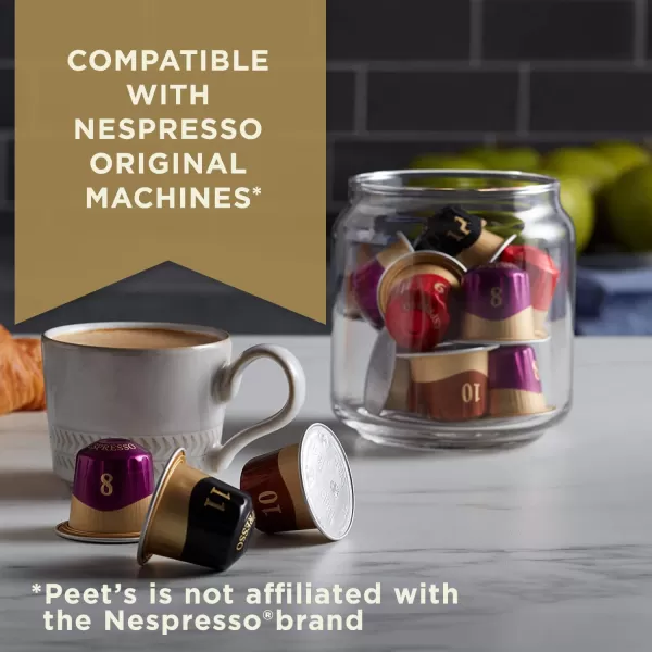 Peet's Coffee, Dark Roast Decaf Espresso Coffee Pods, Decaf Ristretto Intensity 9, 100 Count )