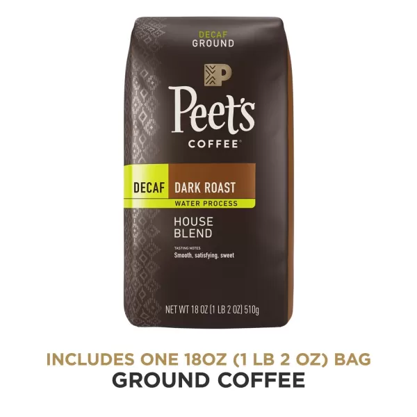 Peet's Coffee, Dark Roast Decaffeinated Ground Coffee - Decaf Major Dickason's Blend 10.5 Ounce Bag