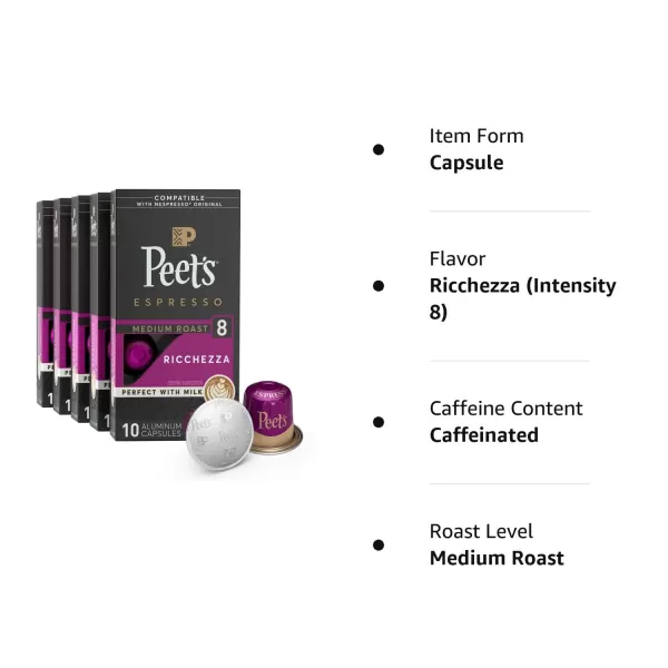 Peet's Coffee, Dark Roast Espresso Capsules, Caramel 100 Count )