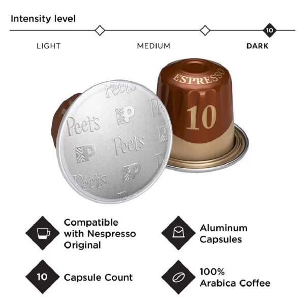 Peet's Coffee, Dark Roast Espresso Capsules, Caramel 100 Count 