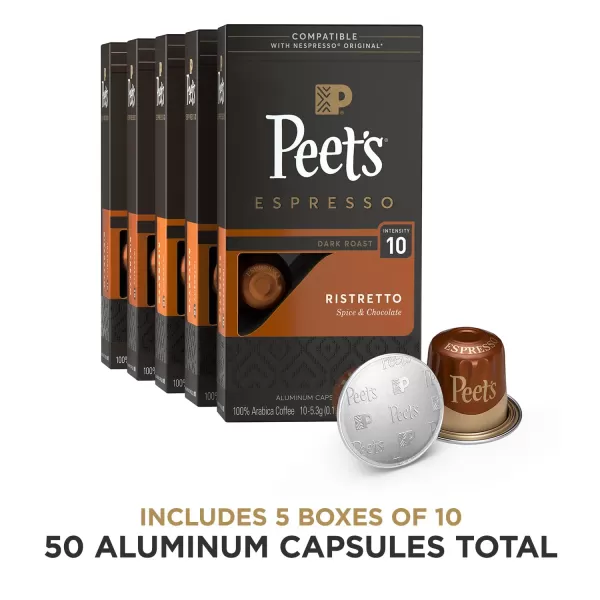 Peet's Coffee, Dark Roast Espresso Capsules, Caramel 100 Count )