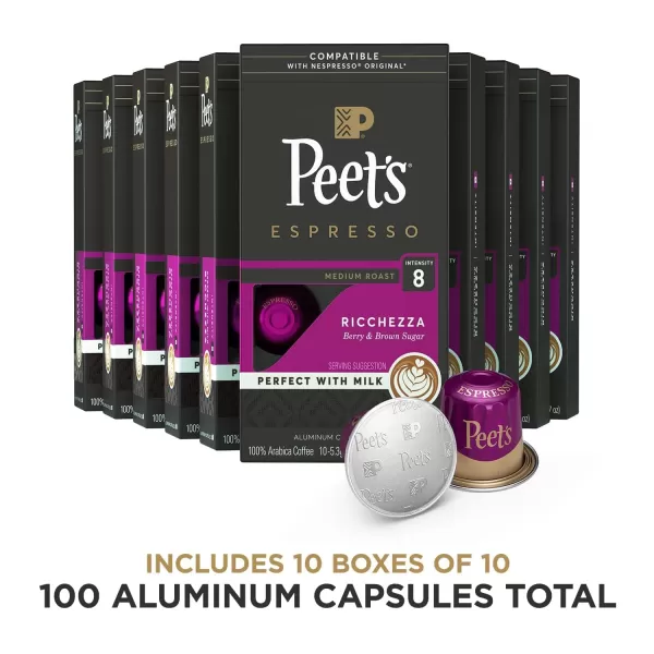 Peet's Coffee, Dark Roast Espresso Capsules, Caramel 100 Count )