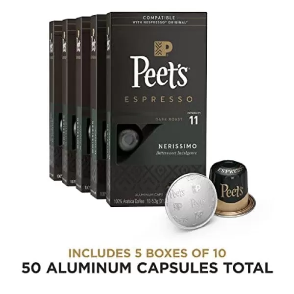 Peet's Coffee, Dark Roast Espresso Capsules, Caramel 100 Count )
