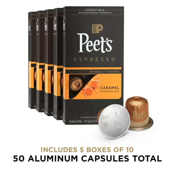Peet's Coffee, Dark Roast Espresso Capsules, Caramel 100 Count 