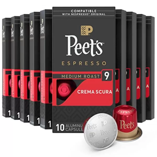 Peet's Coffee, Dark Roast Espresso Capsules, Caramel 100 Count )