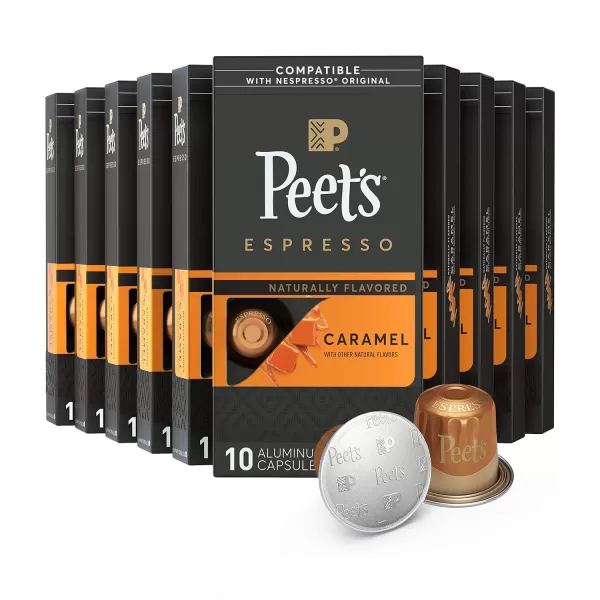 Peet's Coffee, Dark Roast Espresso Capsules, Caramel 100 Count )