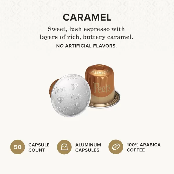 Peet's Coffee, Dark Roast Espresso Capsules, Caramel 100 Count 