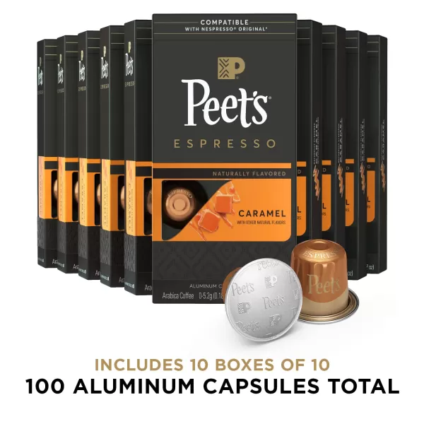 Peet's Coffee, Dark Roast Espresso Capsules, Caramel 100 Count 