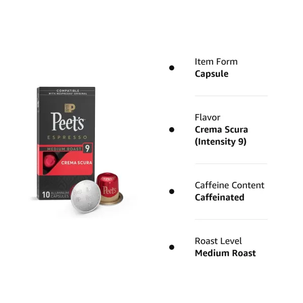 Peet's Coffee, Dark Roast Espresso Capsules, Caramel 100 Count )