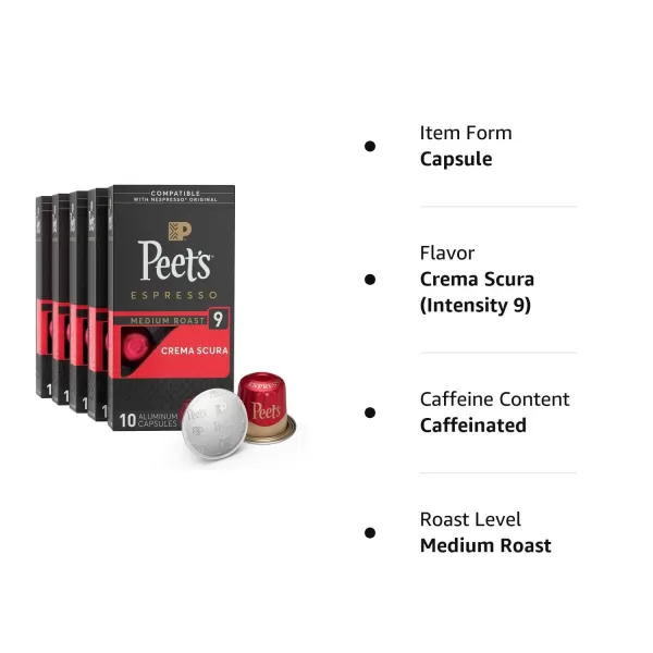 Peet's Coffee, Dark Roast Espresso Capsules, Caramel 100 Count )