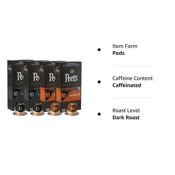 Peet's Coffee, Dark Roast Espresso Capsules, Caramel 100 Count 