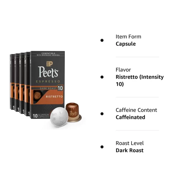 Peet's Coffee, Dark Roast Espresso Capsules, Caramel 100 Count )
