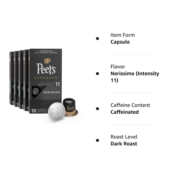 Peet's Coffee, Dark Roast Espresso Capsules, Caramel 100 Count )