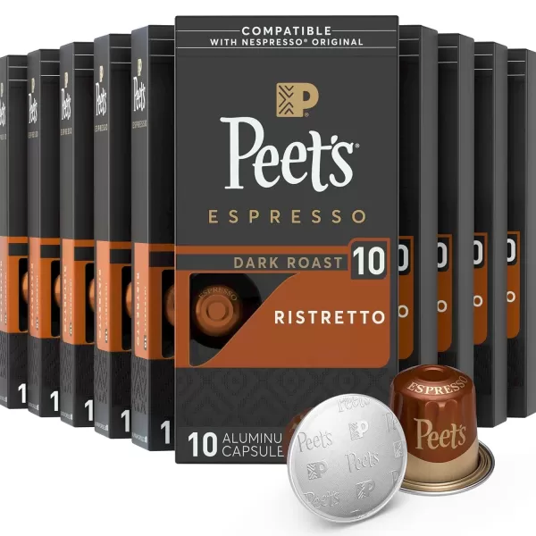 Peet's Coffee, Dark Roast Espresso Capsules, Caramel 100 Count )