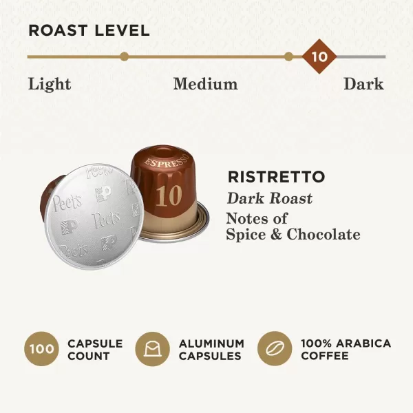 Peet's Coffee, Dark Roast Espresso Capsules, Caramel 100 Count )