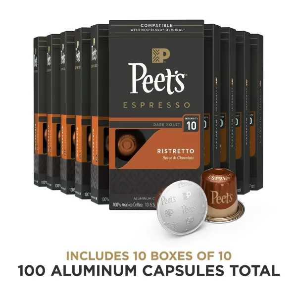 Peet's Coffee, Dark Roast Espresso Capsules, Caramel 100 Count )