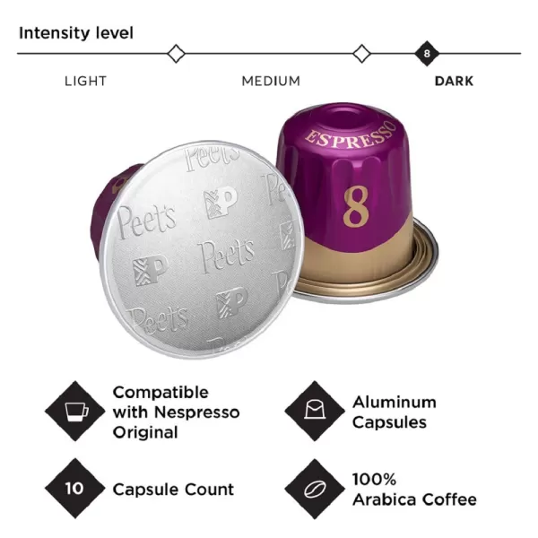 Peet's Coffee, Dark Roast Espresso Capsules, Caramel 100 Count 