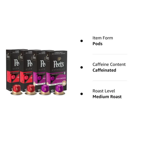 Peet's Coffee, Dark Roast Espresso Capsules, Caramel 100 Count 