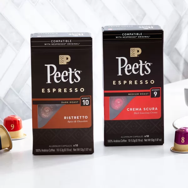 Peet's Coffee, Dark Roast Espresso Capsules, Caramel 100 Count )