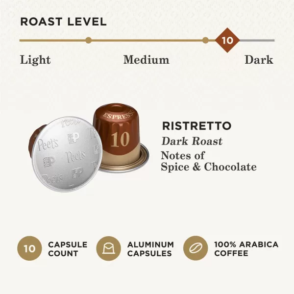 Peet's Coffee, Dark Roast Espresso Capsules, Caramel 100 Count )