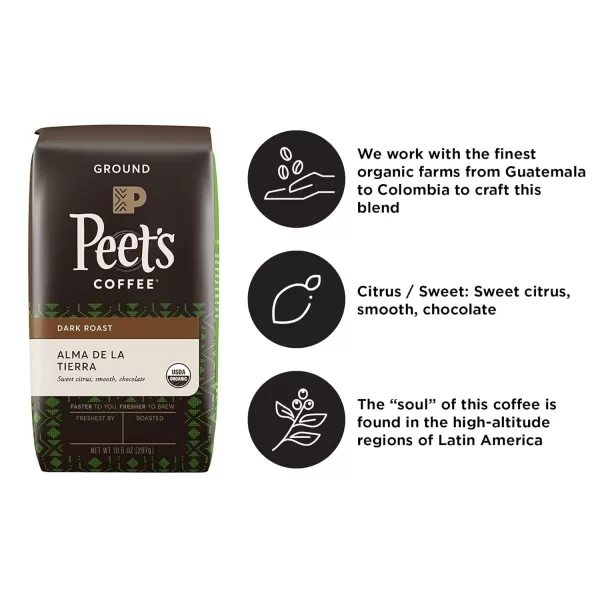 Peet's Coffee, Dark Roast Ground Coffee - Organic French Roast 18 Ounce Bag, USDA Organic
