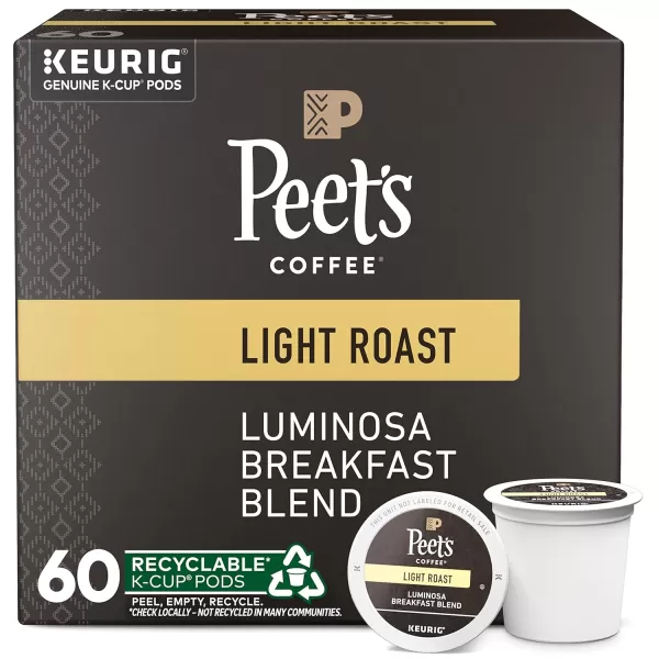 Peet's Coffee, Light Roast K-Cup Pods for Keurig Brewers - Luminosa Breakfast Blend, 10 Count 