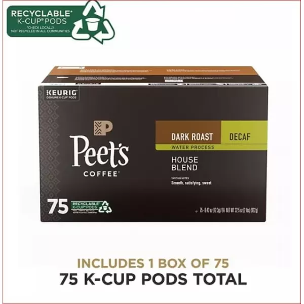 Peet's Coffee, Medium Roast Decaffeinated Coffee K-Cup Pods for Keurig Brewers - Decaf Especial 60 Count 