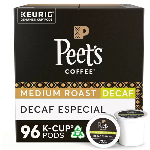 Peet's Coffee, Medium Roast Decaffeinated Coffee K-Cup Pods for Keurig Brewers - Decaf Especial 60 Count 