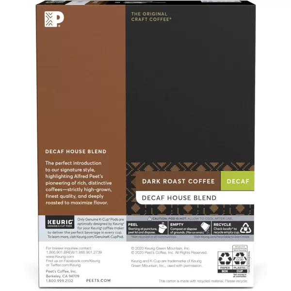 Peet's Coffee, Medium Roast Decaffeinated Coffee K-Cup Pods for Keurig Brewers - Decaf Especial 60 Count 