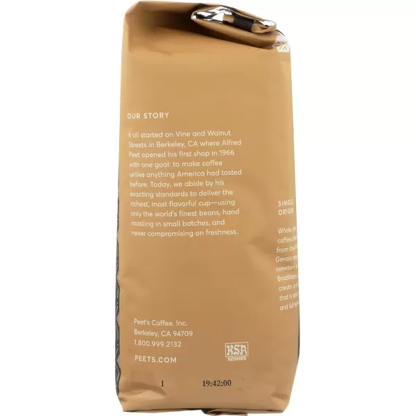 Peet's Coffee, Medium Roast Ground Coffee - Single Origin Brazil 18 Ounce Bag