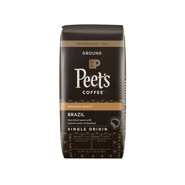 Peet's Coffee, Medium Roast Ground Coffee - Single Origin Brazil 18 Ounce Bag