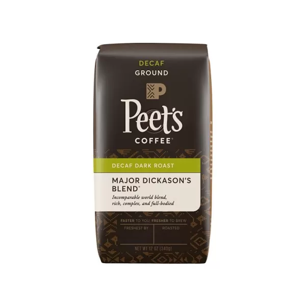 Peet's Coffee, Dark Roast Decaffeinated Ground Coffee - Decaf Major Dickason's Blend 10.5 Ounce Bag