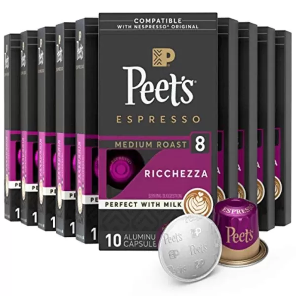 Peet's Coffee, Dark Roast Espresso Capsules, Caramel 100 Count )