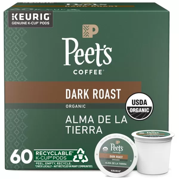 Peet's Coffee, Dark Roast K-Cup Pods for Keurig Brewers - Organic Alma de la Tierra, USDA Organic 60 Count 