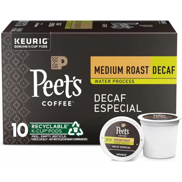 Peet's Coffee, Medium Roast Decaffeinated Coffee K-Cup Pods for Keurig Brewers - Decaf Especial 60 Count 