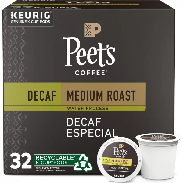 Peet's Coffee, Medium Roast Decaffeinated Coffee K-Cup Pods for Keurig Brewers - Decaf Especial 60 Count 