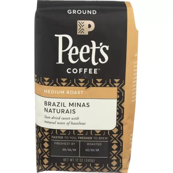 Peet's Coffee, Medium Roast Ground Coffee - Single Origin Brazil 18 Ounce Bag