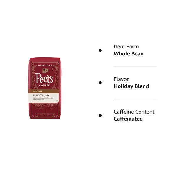 Peet's Coffee, Dark Roast Whole Bean Coffee - Major Dickason's Blend 18 Ounce Bag
