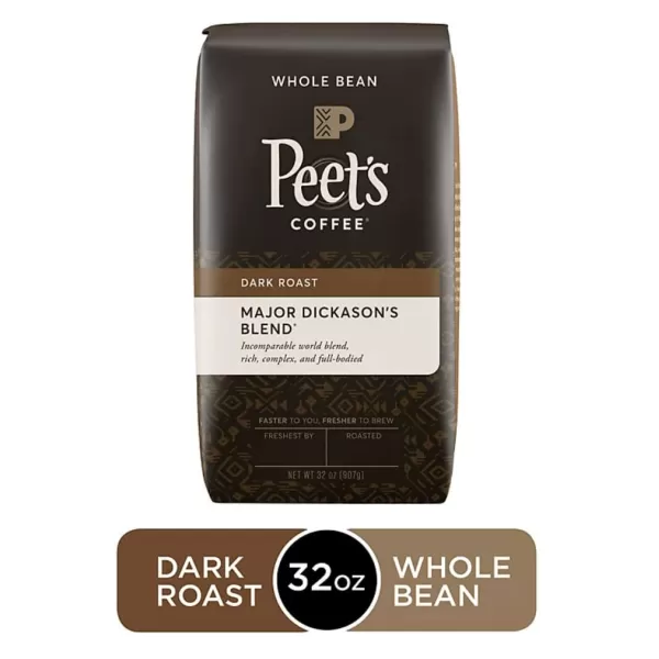 Peet's Coffee, Dark Roast Whole Bean Coffee - Major Dickason's Blend 18 Ounce Bag